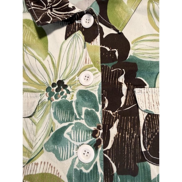 Women Chicos Size 3 Green Long Sleeves Down Bottom With Pockets Chore Jacket - Picture 11 of 15